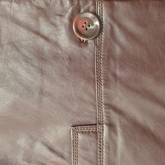 Neiman Marcus 4 button long leather Burgundy wine button two pocket jacket XL - Picture 14 of 17